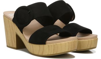 Bayside Block Heel Slide Sandal Dr Scholl's Bayside Block Heel Chinelos Sandal Pretas | BZJueVVj