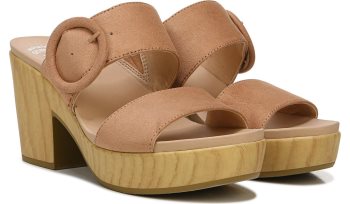 Bayside Block Heel Slide Sandal Dr Scholl's Bayside Block Heel Chinelos Sandal Marrom | SbMO4lRb