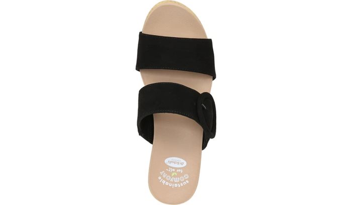 Bayside Block Heel Slide Sandal Dr Scholl's Bayside Block Heel Chinelos Sandal Pretas | BZJueVVj