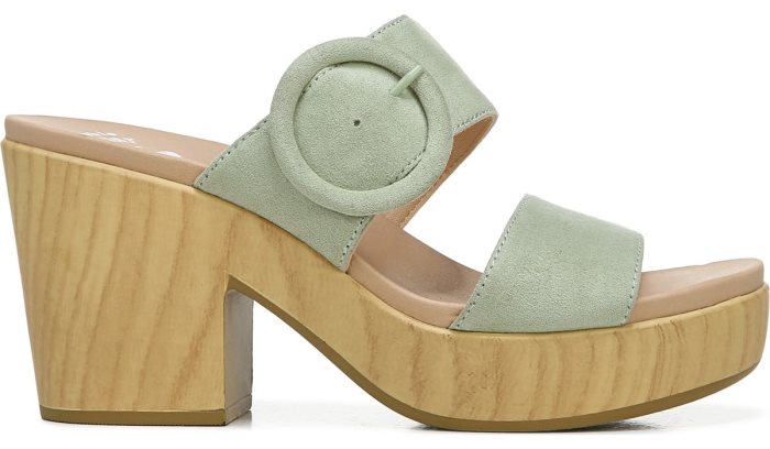 Bayside Block Heel Slide Sandal Dr Scholl's Bayside Block Heel Chinelos Sandal Pistachio Microfiber | gOKEMztl