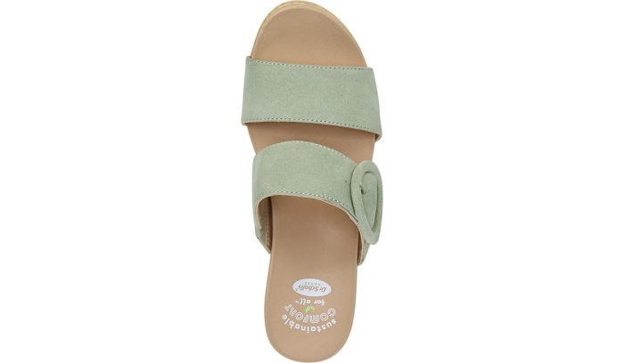 Bayside Block Heel Slide Sandal Dr Scholl's Bayside Block Heel Chinelos Sandal Pistachio Microfiber | ko6Eq8S1